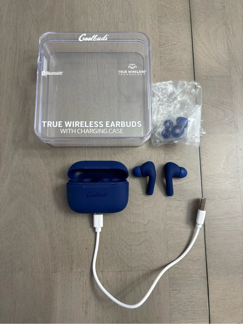 Coolbuds Wireless Bluetooth Blue Earbuds with Charging Case, 20 Hour Charge